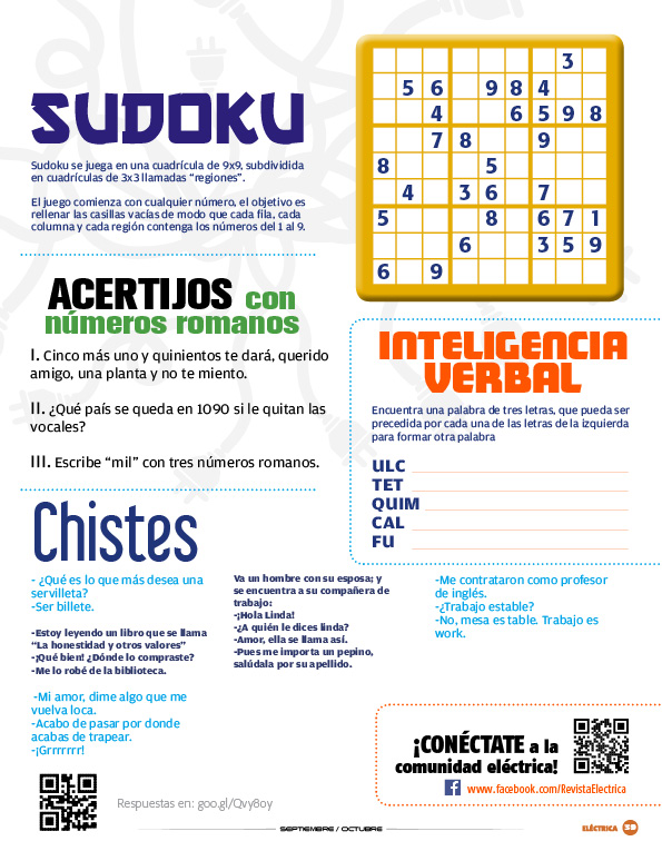 secci&oacute;n de pasatiempos de la edici&oacute;n 74