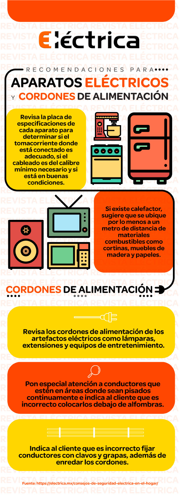 Recomendaciones para aparatos eléctricos y cordones de alimentación